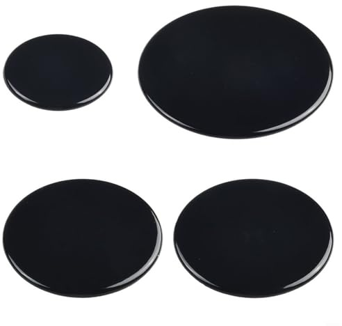 Jurtmy 4-teiliges Gasherd Brennerdeckel Set Brennerkappen, 55mm 75mm 100mm für SABAF Kochfeld Ersatzteile, Schwarz Aluminium Flach und Konkav Design(Flat)