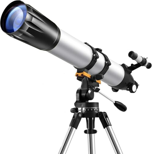 Telescopes for Adults Astronomy, 90mm Aperture 900mm Refractor Telescope for Kids & Beginners, for Planet Observation with Stainless Tripod & Phone Adapter