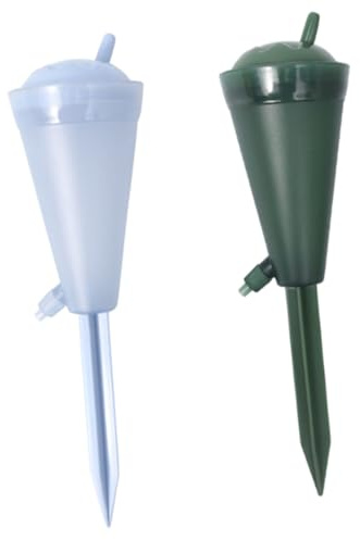 GARIOUANS Estacas de Riego Automáticas para Plantas Maceta Sistema de Riego por Goteo Ajustable 2 Unidades Colores Azul Claro y Verde para Interior y Exterior Regadera Inteligente sin