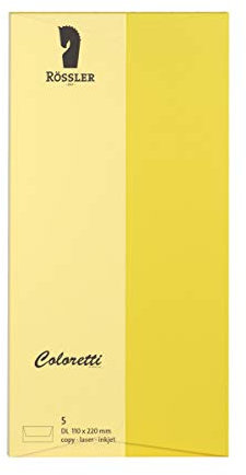 Rössler 220702543 - Coloretti Briefumschläge, 80 g/m², DIN lang, goldgelb, 5 Stück