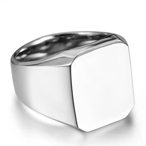 Flongo Herren Ring Männer Siegelring Bandring Daumenring Edelstahlring Silber Ton Hochzeit Verlobung Engagement Herren-Accessoires Größe 65