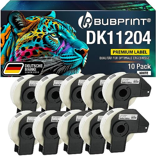 Bubprint 10 Etiketten kompatibel als Ersatz für Brother DK-11204 DK 11204 für P-Touch QL1050 QL1060N QL500 QL550 QL560 QL570 QL580N QL700 QL710W QL720NW 17x54mm