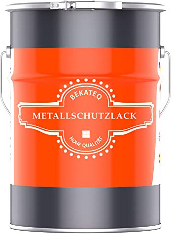 BEKATEQ Metallschutzlack 4in1 Metallfarbe 5L Feuerrot I Grundierung + Rostschutzfarbe + Zwischenanstrich + Deckanstrich I Metalllack für Dach, Fenster, Türen, Zaun LS-570