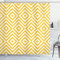 ABAKUHAUS Jaune Rideau de Douche, Zig Zag, Tissu Ensemble de Décor de Salle de Bain avec Crochets, 175 cm x 200 cm, Marigold Blanc