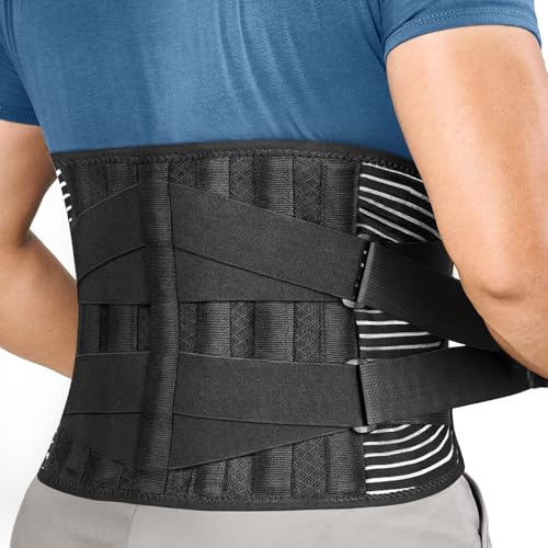FREETOO Faja Lumbar Hombre Mujer, Faja Trabajo con Soporte Reforzado | 24cm de Haut, 6 Varillas Metálicas, Travail de Bureau, Charges Lourdes, Longues Périodes Debout/Assis, Sport et Fitness