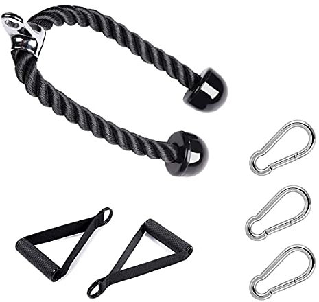 Pull down Heavy Duty Tricep Rope,Non-slip Strong Triceps Rope for Fitness Cable Machine Attachment, Biceps&triceps Rope Gym,Exercise Machine Attachments Pulley System Gym Pull down Rope with Carabiner