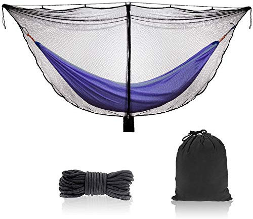TOBWOLF Camping-Hängemattennetz, leichtes Outdoor-Moskitonetz, 360-Grad-Schutz-Polyesternetz mit doppelseitigem Reißverschluss, Seil und Aufbewahrungstasche (ohne Hängematte)