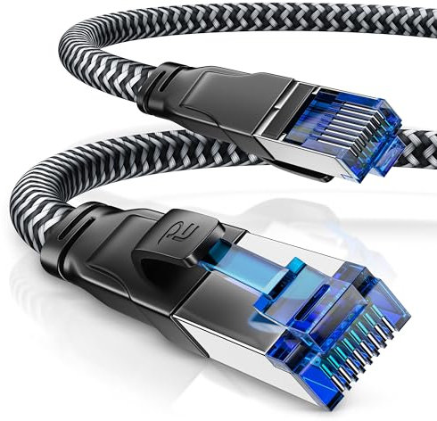 CSL - 1m Netzwerkkabel CAT 8 - LAN Kabel Patchkabel - Baumwollmantel - CAT8.1 High Speed Gigabit Ethernet Cable - 40 Gbits - S/FTP PIMF - RJ45 Stecker - Cat6 Cat7 Cat8 komp - 1 Meter - schwarz