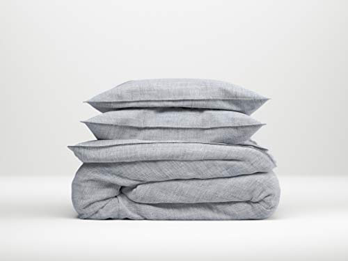 ZO! HOME Cotton Bettwäsche 155x220 cm Lino Denim Drift blaugrau meliert Uni