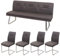 Mendler Esszimmer-Set HWC-H70, Esszimmergruppe Sitzgruppe Esszimmergarnitur, Stoff/Textil Edelstahl gebürstet - grau-braun 180cm