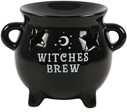 Mydealsaver Black Cauldron Oil Burner Tealight Candle Holder with cut-out star great gift idea for anyone with an interest in witchcraft or wizardry