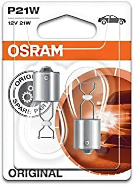 2x Original Osra.m Osra.m P21W 12V 7506-02B Standard Weiß Ersatz Halogen Birne für Tagfahrlicht Rücklicht Bremslicht Hecklicht Blinker E-geprüft