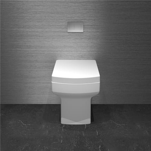 Acezanble Bathroom Back to Wall Toilet Modern Pan Square Cloakroom Soft Close Seat P-T BTW
