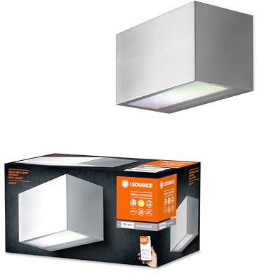 LEDVANCE SMART+ WI-FI BRICK ST RGBW 14,5cm - dimmbare LED Wandleuchte dunkelgrau mit hochwertigem Edelstahl-Gehäuse, quadratisch, RGB-Farbsteuerung, 14 W, 3000 Kelvin warmweiß, 600 Lumen, IP44