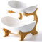 Liywall - 2 Tier Ceramic Fruit Bowl With Bamboo Wood Stand for Kitchen Counter,Porcelain Fruit Basket for Vegetable Storage,Snack Dessert Cake Tray Plate Rack for Party Wedding - White
