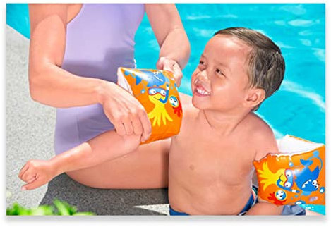 AC - Manguitos Infantiles de Peces, Piscina, Vinilo Resistente. para niños de 3-6 años. 23 x 15 cm