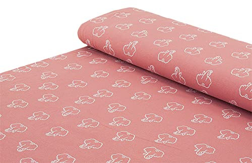 Baumwoll - Jersey Stoff Elefant rosa - Meterware ab 25 cm x 145 cm - Stoff zum Nähen