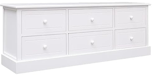 vidaXL Bois de Paulownia Solide Meuble TV Centre de Divertissement Armoire Basse Armoire Stéréo Salon Salle de Séjour Intérieur Blanc 108x30x40 cm
