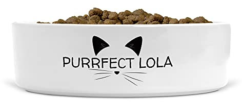 Personalised Purrfect Cat Pet Name Ceramic Pet Bowl - Suitable for Food and Water - Dishwasher Proof - Small Bowl