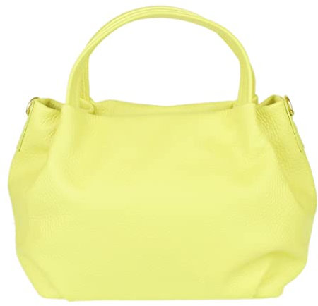 Girly Handbags Borsa a mano da donna in vera pelle, Giallo chiaro., Medium
