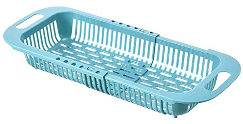 2 x ausziehbarer Ablaufkorb für die Küchenspüle, Küchenspüle, Ablaufkorb, ausziehbarer Ablaufkorb, Spülbeckensiebkorb für Lebensmittelsieb, blau