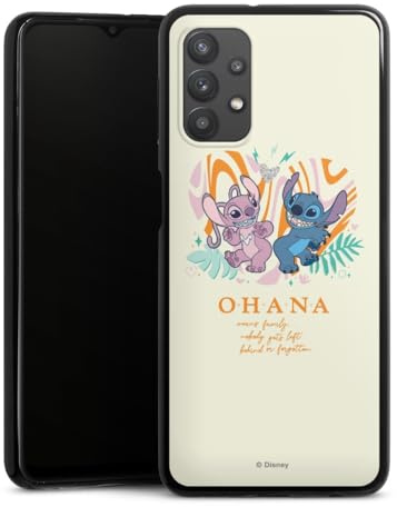 DeinDesign Slim Case extra dünn kompatibel mit Samsung Galaxy A32 5G Silikon Handyhülle schwarz Hülle Lilo & Stitch Offizielles Lizenzprodukt Disney