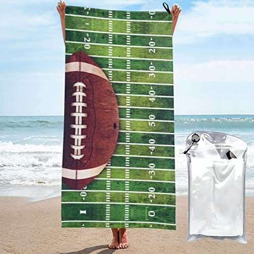 MAZBIT American Football Field And Ball Quick Dry Handtuch, Super Absorbent Microfiber Beach Towels With A Carrying Bag For Travel Swimming Camping 27.5X55
