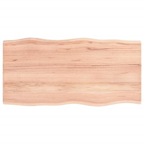 vidaXL Tischplatte, Holzplatte für Tisch Esstisch Couchtisch, Massivholzplatte Handgefertigt mit Baumkante, Ersatztischplatte, Hellbraun 80x40x2cm Massivholz Eiche Behandelt