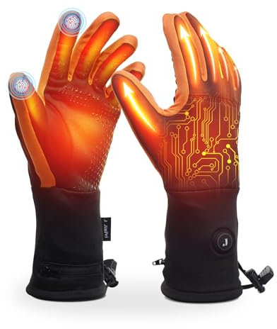 LONHEO Gants Chauffants Fins, Gants Chauffants Électriques Rechargeables pour Homme et Femme (Orange, L)