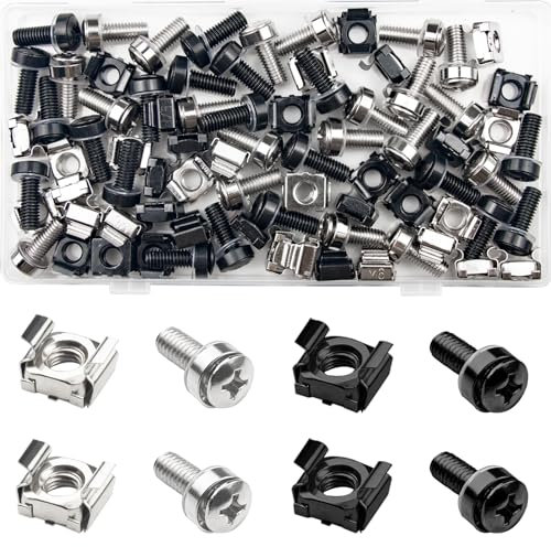 ELANE 40 Pack Cage Nuts and Screws,Server Rack Screws and Cage Nuts,Rack Mount Screws,M6 x 20mm