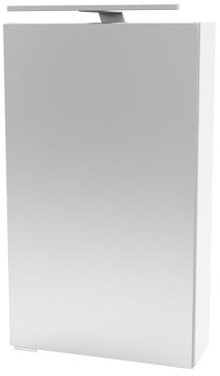 FACKELMANN SCENO Spiegelschrank mit LED-Beleuchtung – Alibertschrank für Bad und Gäste-WC (40 x 68 x 15,3 cm) – SBC Badschrank mit Spiegel in Weiß – Tür rechts