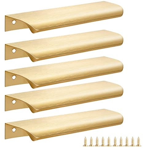 Malimali - Lot de 5 poignées modernes pour placards de cuisine, 150 mm en aluminium pour salle de bain, en laiton brossé