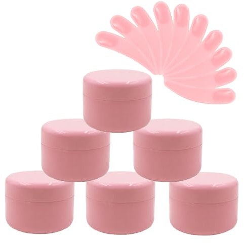Lot de 5 pots matière plastique vides de 50 g avec mini spatules - Pour crème cosmétique, lotion, maquillage - Rose