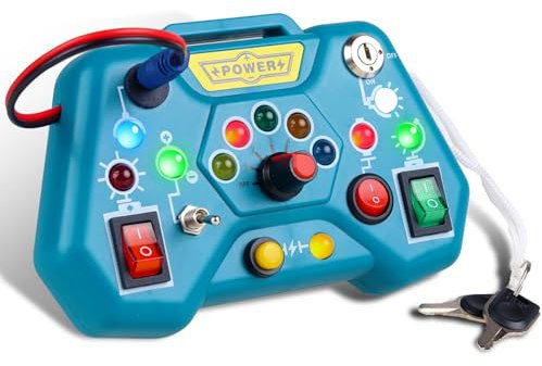Loyzico Montessori Busy Board Jouet Enfant 1 an, Tableau d'Activité Bébé avec 8 Interrupteurs d'Éclairage à LED, Moteur Sensorielle Jouets Expérimentés Cadeau pour 2 3 4 Ans Garçons Filles
