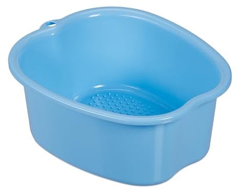 Relaxdays Cuenco Baño de Pies, Barreño Plástico, Pediluvio, Bañera Pedicura, Foot SPA, 15 x 33 x 38 cm, Azul