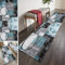 Teppich Läufer Flur rutschfest 80×200cm, Geometrische Abstraktion Blau Weiß Küchenläufer Flurläufer Lang Polyester Teppichläufer, für Korridor Schlafzimmer Innen Wohnzimmer