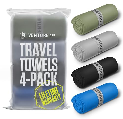 VENTURE 4TH 4-Pack Quick Dry Microfiber Towels - Multicolor Medium