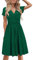 STYLEWORD Damen Sommerkleid Kurzarm V-Ausschnitt Kleider Einfarbig Kleid Strandkleid Mit Taschen(Grün,Groß)
