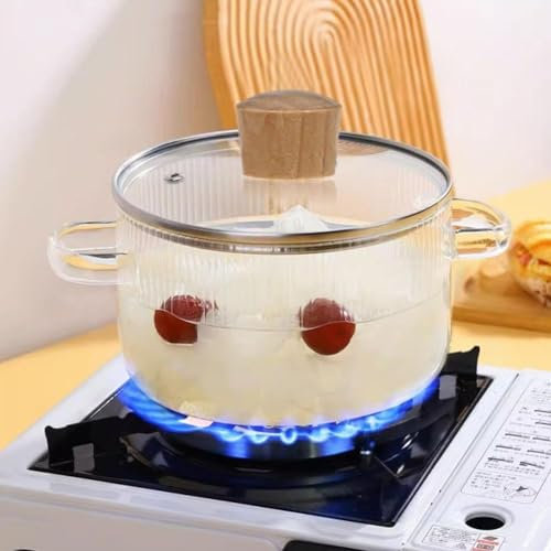 RJSQAQE Faitout en verre avec couvercle, résistant à la chaleur en verre borosilicate pour cuisinière, pot-pourri avec couvercle, pots transparents pour la soupe