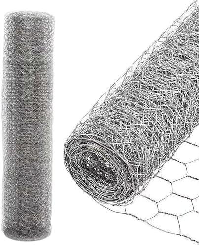 Eulenke Sechseckgeflecht Maschendrahtzaun - Verzinkt mit Beschichtung, Kaninchendraht, Drahtzaun, Hasendraht - Sechseck Drahtgitter Maschenweite 27 mm, Höhe 100 cm, Länge 10 m - Silbrig