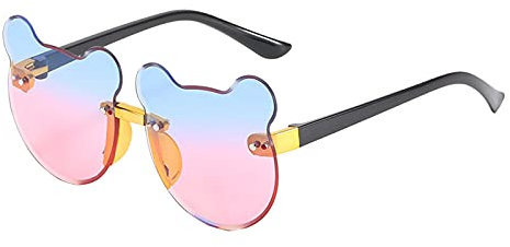 FGUUTYM Bunte Farbverlaufs-Sonnenbrille für und Mädchen, randlose geschliffene Brille Tumblr Brille (D, One Size)