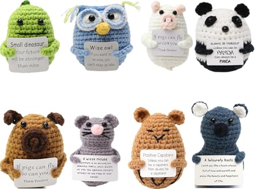 MASINIES Häkelpuppe für den Tisch, emotionale Unterstützung, handgefertigte Positive Kartoffeln, gestrickte Kartoffeltaschen-Umarmungspuppe, 8 Stück (#9)