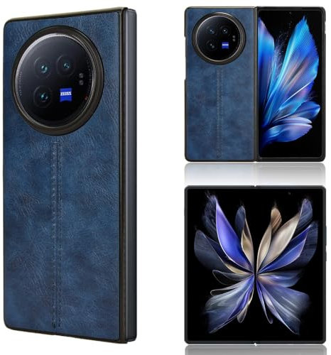 QiongniAN Compatible avec Vivo X Fold 3 Pro Coque Etui Cover,Cuir PU Vintage Ultra-Mince et résistant aux Chutes Compatible avec Vivo X Fold3 Pro V2337A Coque Blue