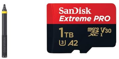 Insta360 Selfie-Stick für X3,ONE RS (ohne 1-Zoll 360),ONE X2,ONE R,ONE X,ONE Action-Kamera, 3 m & SanDisk Extreme PRO microSDXC UHS-I Speicherkarte 1 TB + Adapter & RescuePRO Deluxe