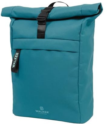 Walker Unisex Roll Top Classic 42263-275-Classic Rucksack Emerald mit Hauptfach, Laptopfach, ergonomischen Schulterriemen und Mittelfach mit Handytasche, wasserabweisend, ca. 20-23 l Volumen