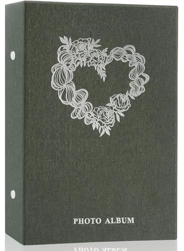 Miaikoe Photo Album 6x4 Slip in, Linen 300 Pockets Photo Albums Holds 300 Horizontal 10x15cm Photos for Family Wedding Anniversary (Dark Green)