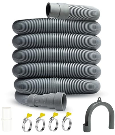 Storystore Washing Machine Drain Hose 2m, Universal Drain Hose Extension Kit with Connector Clip Clamp, Washing Machine Waste Pipe Extension for Washing Machine Dishwasher