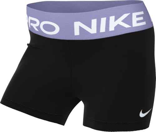 Nike Damen Pro Damenshorts (Ca. 8 cm) Women's 3 Shorts, Black/Lilac Ice/White, L EU