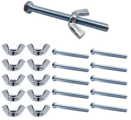 TOP-VIGOR 10Pcs Wing Nut & Bolt, M5*50mm Butterfly Wing Screws, Zinc Plated Threaded Design Screw Bolts, Wing Nuts & Hexagonal Bolts for DIY Projects, Industry Mechanical Work, Secure Fastening