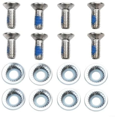 Juego de 16 tornillos de fijación para snowboard, tornillos de montaje de snowboard de acero inoxidable, accesorios de repuesto para snowboard con arandelas antideslizantes